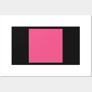 White polka dots on pink fuchsia background Posters and Art